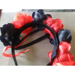 Serre-tête fleurs rouges et...