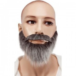 Barbe + moustache raide gris