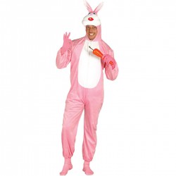 Combinaison lapin rose homme