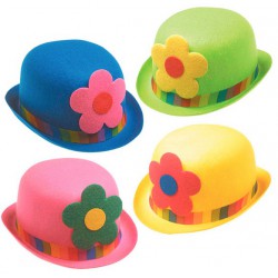 Chapeau melon clown bleu