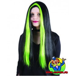 Perruque sorcière verte et...