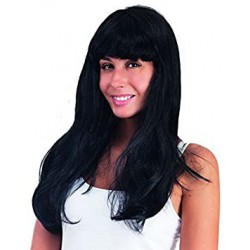 Perruque longue lisse noire